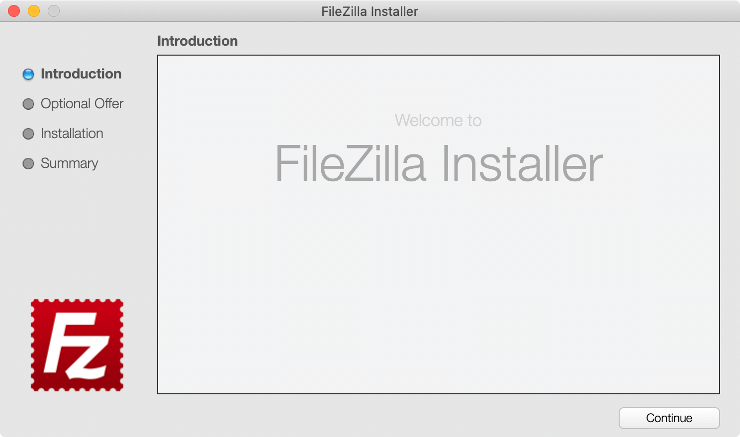 FileZillaのインストール開始