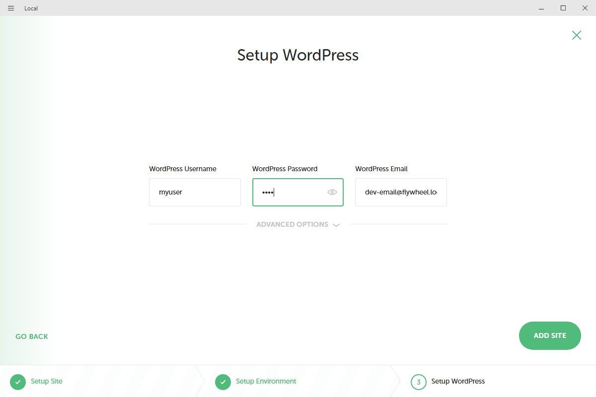 WordPress管理者ユーザーのユーザー名とパスワードを入力