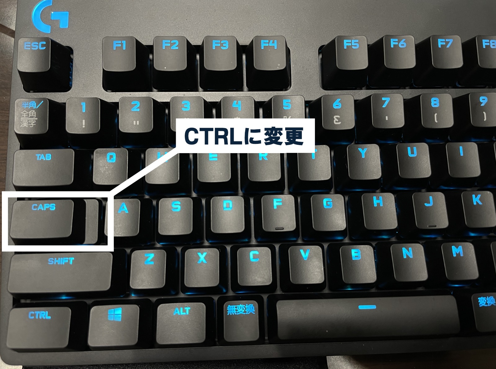 キーボードのcaps lock をctrl に変更して使っている